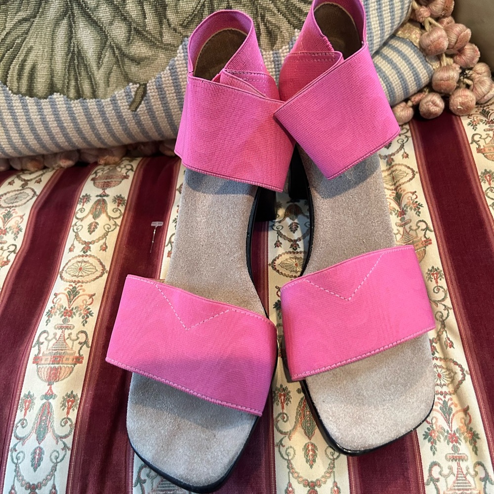 Vibrant Pink Two-Strap Sandals
